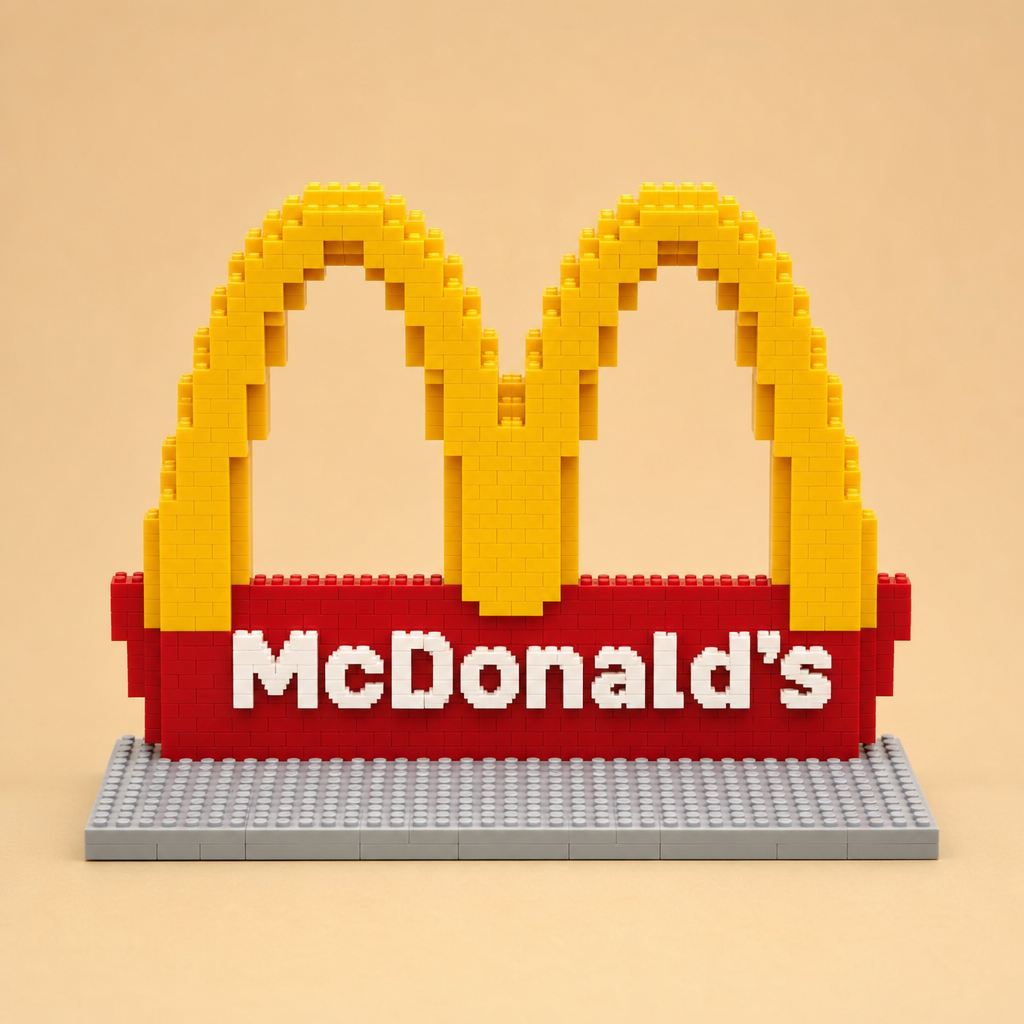 Illustrative McDonald's arches concept made from yellow and red bricks